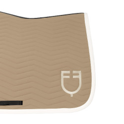 Tapis de saut Equestro matelassé Wave en tissu technique Oxford tan / blanc antique