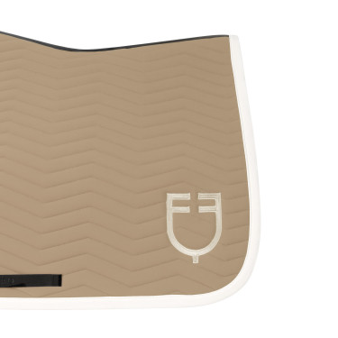 Tapis de saut Equestro matelassé Wave en tissu technique Oxford tan / blanc antique