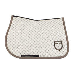 Tapis de saut Equestro imprimé monogramme Blanc antique / walnut