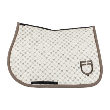 Tapis de saut Equestro imprimé monogramme Blanc antique / walnut