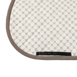 Tapis de saut Equestro imprimé monogramme Blanc antique / walnut