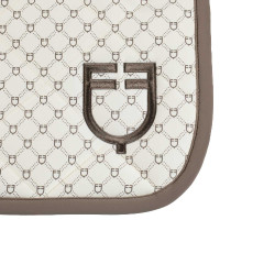 Tapis de saut Equestro imprimé monogramme Blanc antique / walnut