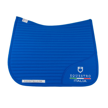 Tapis de dressage Equestro x FISE avec logo brodé Bleu de savoie