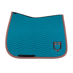 Tapis de dressage Equestro matelassé Wave en tissu technique Bleu coral / marron
