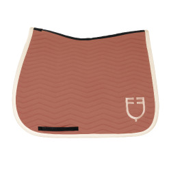 Tapis de dressage Equestro matelassé Wave en tissu technique Redwood / blanc antique Rouge