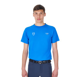 T-shirt homme Equestro x FISE coupe slim manches courtes Bleu de savoie T-shirt homme Equestro x FISE coupe slim manches courtes Bleu de savoie