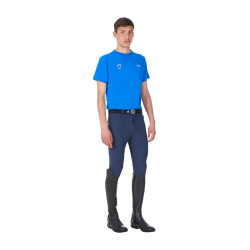 T-shirt homme Equestro x FISE coupe slim manches courtes Bleu de savoie T-shirt homme Equestro x FISE coupe slim manches courtes Bleu de savoie