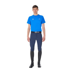 T-shirt homme Equestro x FISE coupe slim manches courtes Bleu de savoie T-shirt homme Equestro x FISE coupe slim manches courtes Bleu de savoie