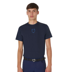T-shirt homme Equestro basique à logo ton sur ton manches courtes Marine Bleu marine