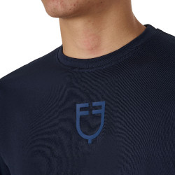 T-shirt homme Equestro basique à logo ton sur ton manches courtes Marine Bleu marine