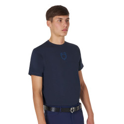 T-shirt homme Equestro basique à logo ton sur ton manches courtes Marine Bleu marine