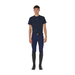 T-shirt homme Equestro basique à logo ton sur ton manches courtes Marine Bleu marine