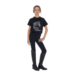 T-shirt fille Equestro Ready To The Party en coton avec strass manches courtes Noir