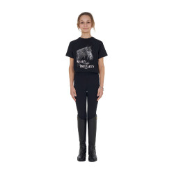 T-shirt fille Equestro Ready To The Party en coton avec strass manches courtes Noir