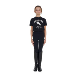 T-shirt fille Equestro Jumping Horse Club coton manches courtes Noir
