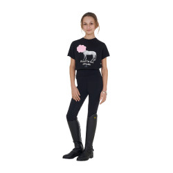 T-shirt fille Equestro Head In The Clouds en coton manches courtes Noir
