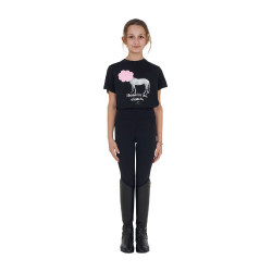 T-shirt fille Equestro Head In The Clouds en coton manches courtes Noir