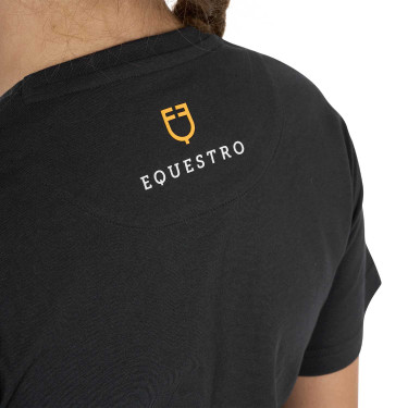 T-shirt fille Equestro coupe slim à logo pailleté rose manches courtes Noir T-shirt fille Equestro coupe slim à logo pailleté rose manches courtes Noir