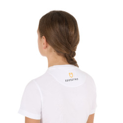 T-shirt fille Equestro coupe slim à logo pailleté rose manches courtes Blanc T-shirt fille Equestro coupe slim à logo pailleté rose manches courtes Blanc