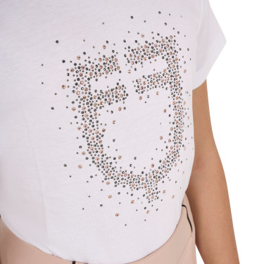 T-shirt fille Equestro coupe slim à logo pailleté rose manches courtes Blanc T-shirt fille Equestro coupe slim à logo pailleté rose manches courtes Blanc