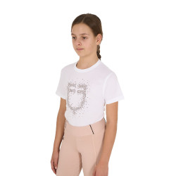 T-shirt fille Equestro coupe slim à logo pailleté rose manches courtes Blanc T-shirt fille Equestro coupe slim à logo pailleté rose manches courtes Blanc