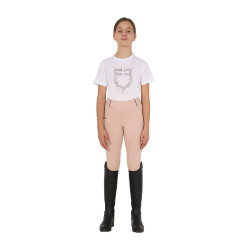 T-shirt fille Equestro coupe slim à logo pailleté rose manches courtes Blanc T-shirt fille Equestro coupe slim à logo pailleté rose manches courtes Blanc