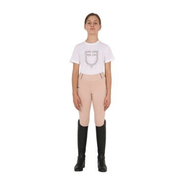 T-shirt fille Equestro coupe slim à logo pailleté rose manches courtes Blanc T-shirt fille Equestro coupe slim à logo pailleté rose manches courtes Blanc