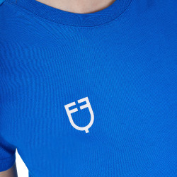 T-shirt femme Equestro x FISE coupe slim manches courtes Bleu de savoie