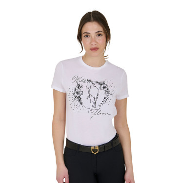 T-shirt équitation femme Equestro Wild Flower coton T-shirt équitation femme Equestro Wild Flower coton
