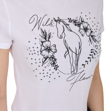 T-shirt équitation femme Equestro Wild Flower coton T-shirt équitation femme Equestro Wild Flower coton