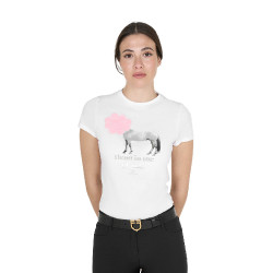 T-shirt femme Equestro Head In The Clouds en coton manches courtes Blanc T-shirt femme Equestro Head In The Clouds en coton manches courtes Blanc