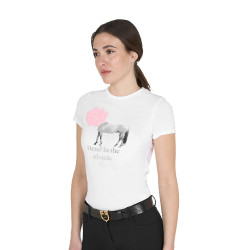 T-shirt femme Equestro Head In The Clouds en coton manches courtes Blanc T-shirt femme Equestro Head In The Clouds en coton manches courtes Blanc