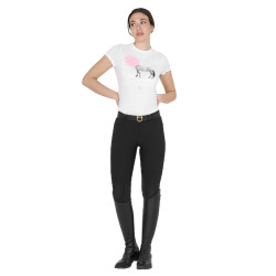 T-shirt femme Equestro Head In The Clouds en coton manches courtes Blanc T-shirt femme Equestro Head In The Clouds en coton manches courtes Blanc