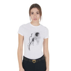 T-shirt femme Equestro coupe slim imprimé Moonlight manches courtes Blanc T-shirt femme Equestro coupe slim imprimé Moonlight manches courtes Blanc