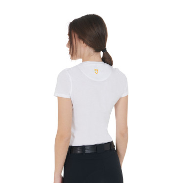 T-shirt femme Equestro coupe slim imprimé Moonlight manches courtes Blanc T-shirt femme Equestro coupe slim imprimé Moonlight manches courtes Blanc