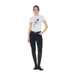 T-shirt femme Equestro coupe slim imprimé Moonlight manches courtes Blanc T-shirt femme Equestro coupe slim imprimé Moonlight manches courtes Blanc