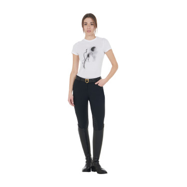 T-shirt femme Equestro coupe slim imprimé Moonlight manches courtes Blanc T-shirt femme Equestro coupe slim imprimé Moonlight manches courtes Blanc