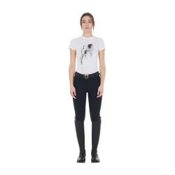 T-shirt femme Equestro coupe slim imprimé Moonlight manches courtes Blanc T-shirt femme Equestro coupe slim imprimé Moonlight manches courtes Blanc