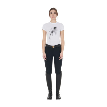 T-shirt femme Equestro coupe slim imprimé Moonlight manches courtes Blanc T-shirt femme Equestro coupe slim imprimé Moonlight manches courtes Blanc
