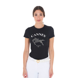 T-shirt équitation femme Equestro Cannes coton strass