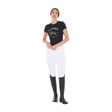 T-shirt équitation femme Equestro Cannes coton strass
