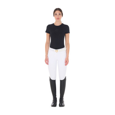 T-shirt femme Equestro basique logo ton sur ton manches courtes Noir