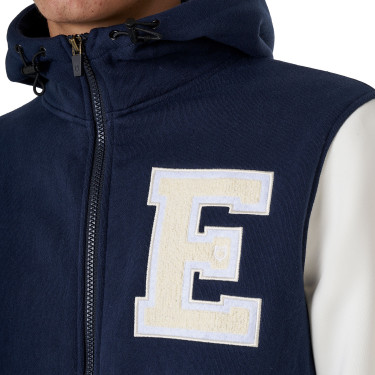 Sweat homme Equestro Institutional bicolore à zip frontal Marine blazer / blanc antique Bleu marine Sweat homme Equestro Institutional bicolore à zip frontal Marine blazer / blanc antique Bleu marine