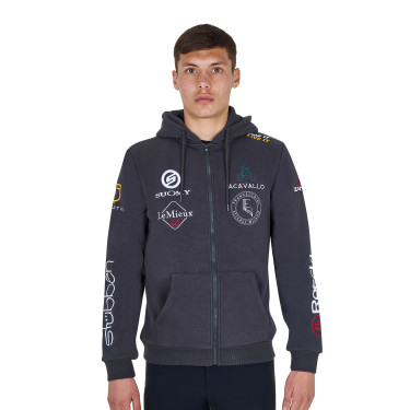 Sweat à capuche homme équitation Equestro multi-logo