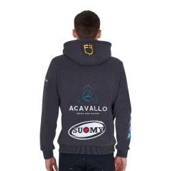 Sweat à capuche homme équitation Equestro multi-logo