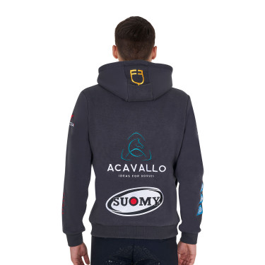 Sweat à capuche homme équitation Equestro multi-logo