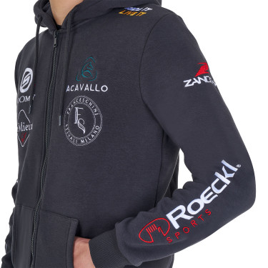 Sweat à capuche homme équitation Equestro multi-logo
