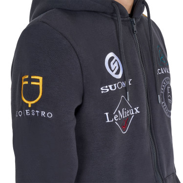 Sweat à capuche homme équitation Equestro multi-logo