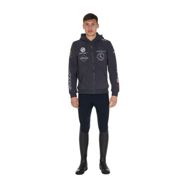 Sweat à capuche homme équitation Equestro multi-logo