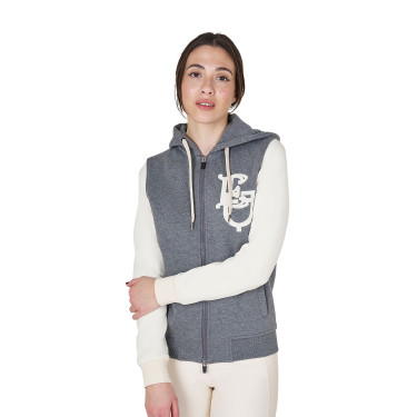 Sweat d’équitation femme Equestro EQ bicolore à zip